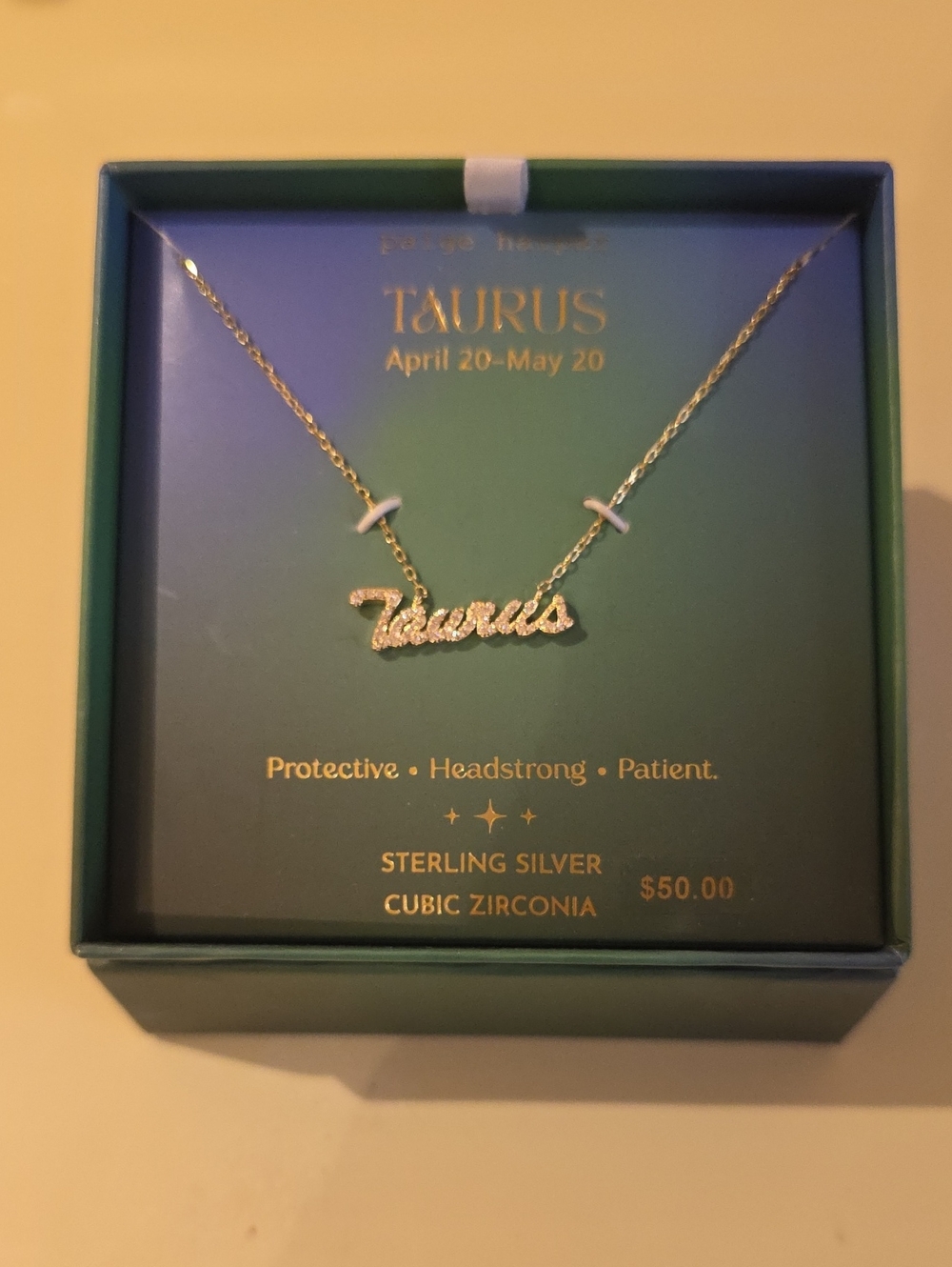 Paige Harper Taurus Script Necklace - Sterling Silver With Cubic Zarconia